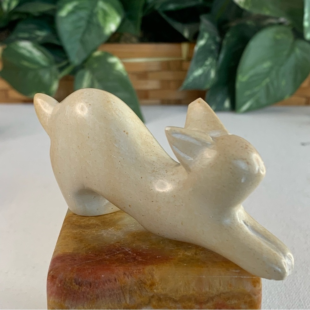 Large Soapstone Carved Rabbit Figurine Stone Bunny Carving Animal Easter Decor 4